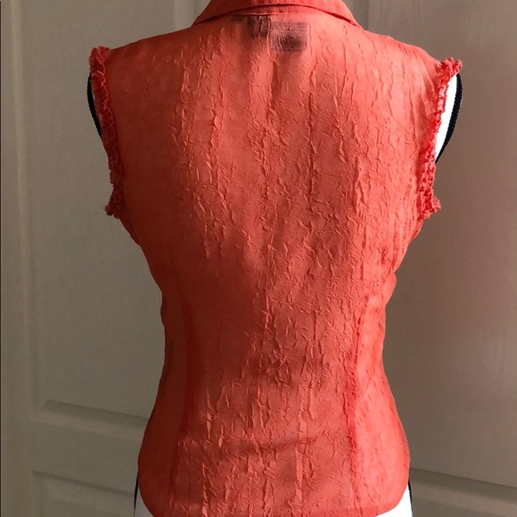 RAMPAGE - Coral Orange Sheer Blouse with Ruffles - Picture 3 of 3